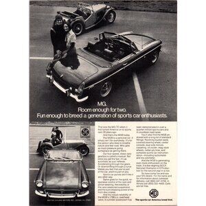1973 MG MGB MG-TC Convertible Roadsters Vintage Print Ad Sports Car 70s Wall Art